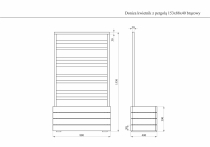 Wymiary donicy z pergolą w kolorze brązowym - rysunek