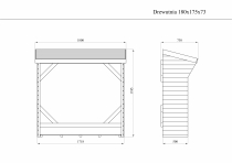 Drewutnia z podłogą i jej rysunek techniczny