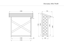 Drewutnia wiata na drewno z podłogą i kratką 180x80 1,6m3