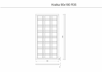 Rysunek techniczny z dokładnymi wymiarami kratki szarej