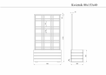 Rysunek techniczny szarej donicy z pergolą