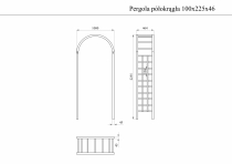 Rysunek techniczny z wymiarami: 100 x 225 x 46 cm