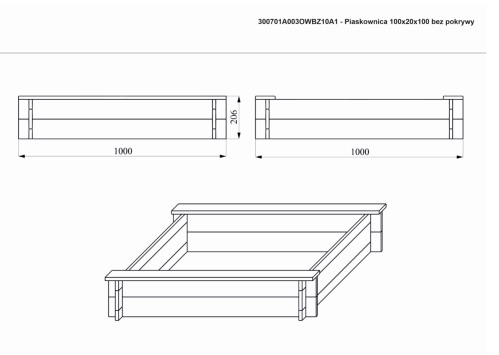 Piaskownica 100x20x100 bez pokrywy