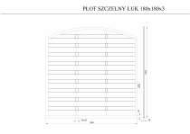 Płot drewniany szczelny łuk 180x180x3x4,5 naturalny L10