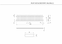 Płot drewniany 40x180 cm - rysunek techniczny