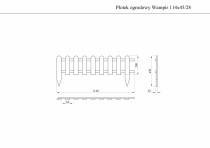 Rysunek techniczy: płotek wampir 114 x 28 cm