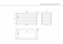 Wymiary skrzynki drewnianej na rysunku technicznym